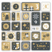 25 Advent Calendar Stickers black gold Christmas シール (正面)