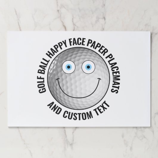 25 Custom Golf Party BLUE EYES Happy Face Placemat ペーパーパッド (正面)