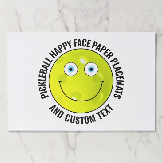 25 Custom Pickleball BLUE EYES Happy Face Placemat ペーパーパッド (正面)
