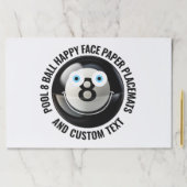 25 Custom Pool Ball BLUE EYES Happy Face Placemat ペーパーパッド (インサイチュ)