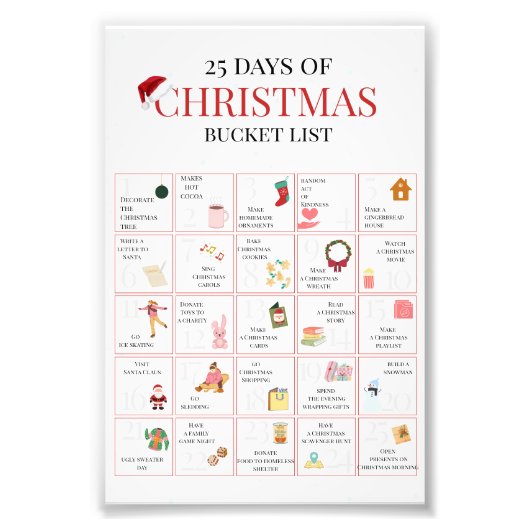 25 Days of Christmas Bucket List Art フォトプリント (正面)