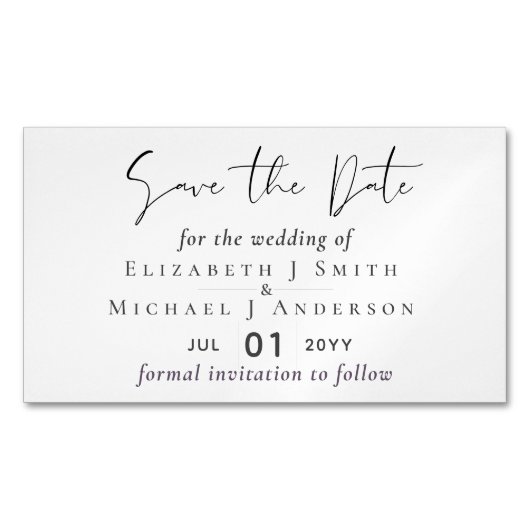 25 Magnetic日付を保存バーゲン!白クラシック マグネット名刺 (正面)