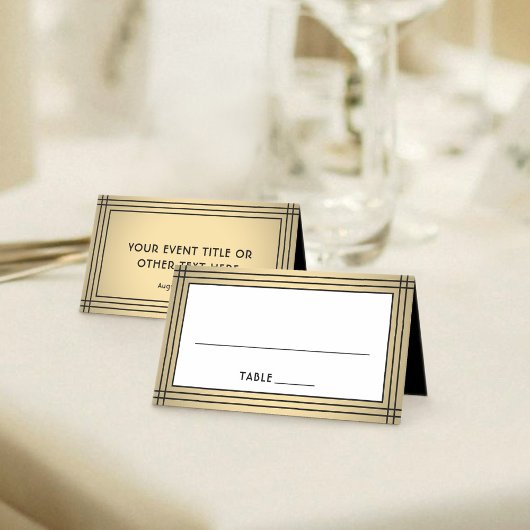 25 Pack Classic Black & Gold Bordered Escort Cards プレイスカード