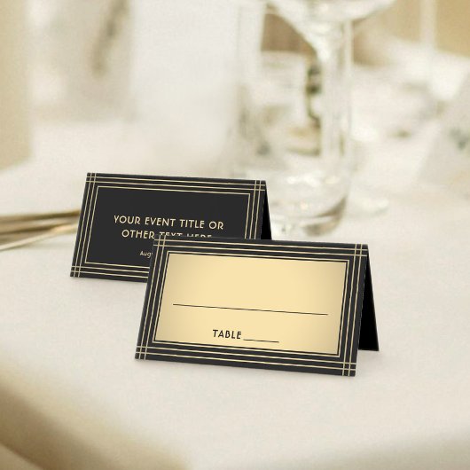 25 Pack Elegant Classic Black & Gold Escort Cards プレイスカード