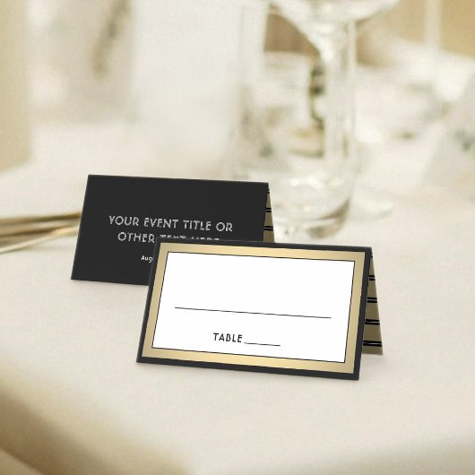 25 Pack Elegant Modern Black & Gold Escort Cards プレイスカード