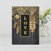 *~ 25 QR RSVP AR26 Gold Lace LOVE Luxury Wedding  招待状 (スタンド正面)