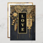 *~ 25 QR RSVP AR26 Gold Lace LOVE Luxury Wedding  招待状 (正面/裏面)