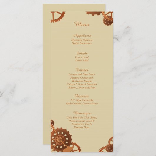 25 Steampunk Cogsとギア結婚のメニューカード メニュー (正面/裏面)