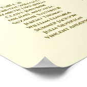 25 Table Elegant Gold Cream Wedding Seating Chart ポスター (角)