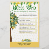 25 xレモンブライダルシャワーゲームビンゴと推測WHO チラシ (裏面)