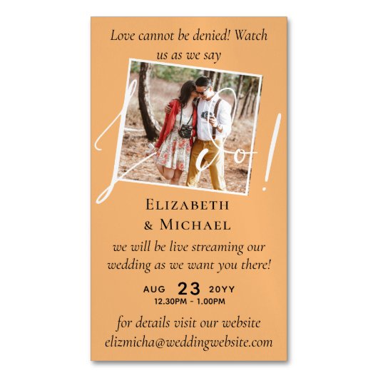 25 x磁気の結婚ライブストリーミング日付を保存 マグネット名刺 (正面縦)