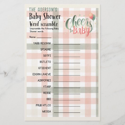 25 x 2応援へベビーセージ桃ギンガムゲーム チラシ (正面)