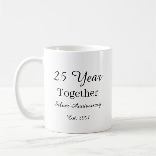 25 Year Anniversary Mug-Silver Wedding Anniversary コーヒーマグカップ (左)