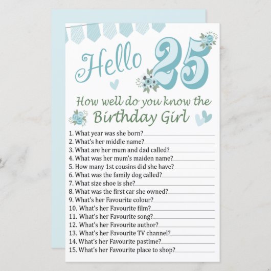 25thあなたは誕生日の女の子をどれだけ知っているか (正面/裏面)