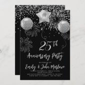 25thアニバーサリーシルバーグリッター紙吹雪 招待状 (正面/裏面)