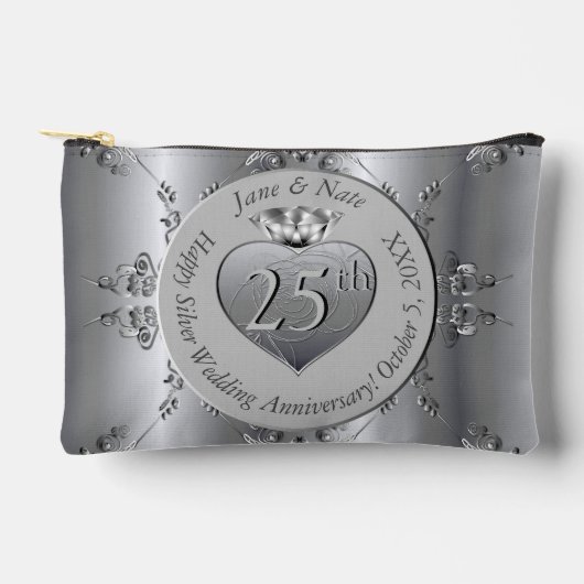 25thシルバーアニバーサリープリントカットソーバッグ アクセサリーポーチ (正面)