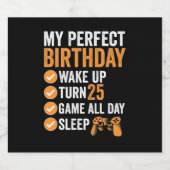 25thターン25私の完璧な誕生日ゲーム スパークリングワインラベル (シングルラベル)