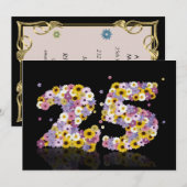 25thバースデーパーティー、花の手紙 招待状 (正面/裏面)