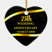 25thブラック金ゴールド結婚のアニバーサリーギフト記念 セラミックオーナメント (正面)