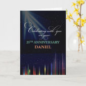 25th従業員記念日の空、カスタマイズ可能な黒 カード (黄色い花)