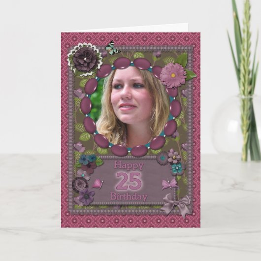 25th誕生日のフォトカード カード (正面)