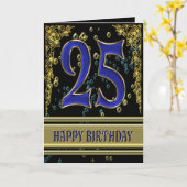 25th誕生日カードと金ゴールドとバブル カード (黄色い花)