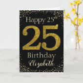 25th誕生日ゴールデングリッターカード カード (黄色い花)