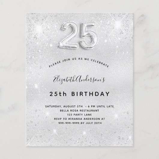 25th誕生日シルバーグリッター予算 (正面)
