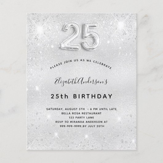 25th誕生日シルバーグリッター予算 チラシ (正面)