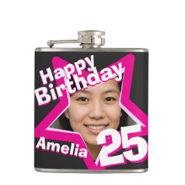 25th誕生日スター写真ガールズお尻フラスコ フラスク