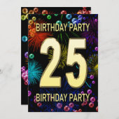 25th誕生日パーティー招待花火大会 招待状 (正面/裏面)