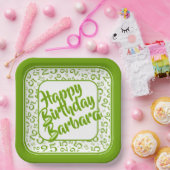 25th誕生日パーティー番号パターングリーンホワイト ペーパープレート (パーティー)