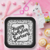 25th誕生日パーティー番号パターン白黒 ペーパープレート (パーティー)