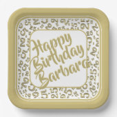 25th誕生日パーティー番号パターン金ゴールド白 ペーパープレート (正面)