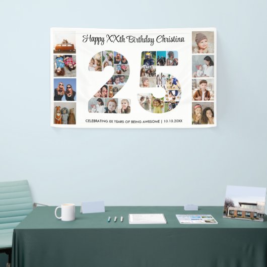 25th誕生日パーティー番号25フォトコラージュ 横断幕 (トレードショー)