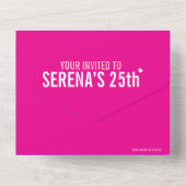 25th誕生日パーティー3つの色のピンクの写真 オールインワン招待状 (裏面)