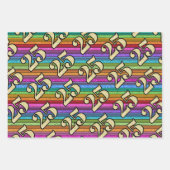 25th誕生日金ゴールドナンバーズグリッターレインボーストライプ ラッピングペーパーシート (正面)