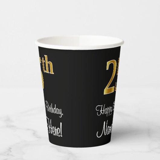 25th誕生日-エレガント豪華なフェイク金ゴールドルック# 紙コップ (左)