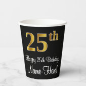 25th誕生日-エレガント豪華なフェイク金ゴールドルック# 紙コップ (正面)