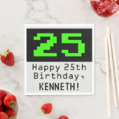 25th誕生日 – ネルディ/オタク系のスタイル「25」と名前 スタンダードランチョンナプキン (インサイチュ)