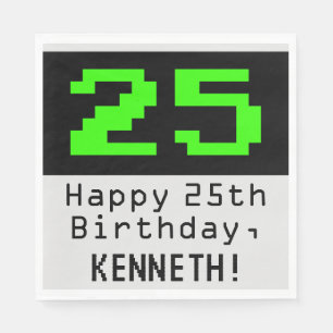 25th誕生日 – ネルディ/オタク系のスタイル「25」と名前 スタンダードランチョンナプキン