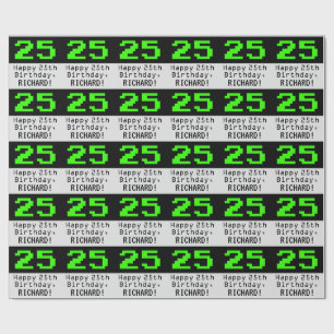 25th誕生日 – ネルディ/オタク系のスタイル「25」と名前 ラッピングペーパー