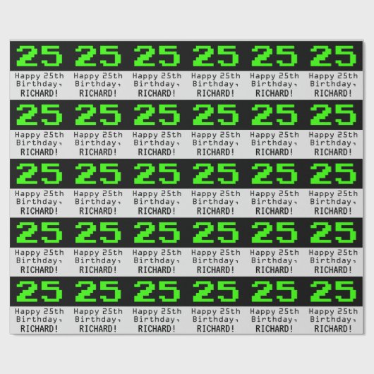 25th誕生日 – ネルディ/オタク系のスタイル「25」と名前 ラッピングペーパー (フラット)