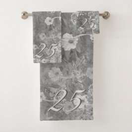 25th/カスタムAnniversary Grayフローラ バスタオルセット