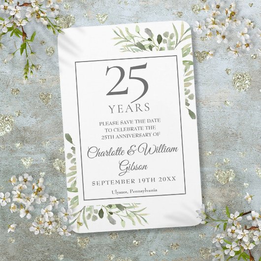 25th シルバー記念日 Save the Date グリーナリー マグネット
