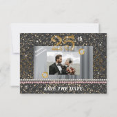 25th シルバー記念日 Save the Date | 写真 ゴールド 招待状 (正面)