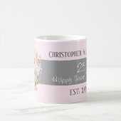 25th シルバー 結婚記念日 花 名前 ピンク コーヒーマグカップ (中央)