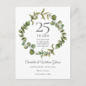 25th シルバー 結婚記念日 Save the Date グリーンネイチャー 案内ポストカード (正面)