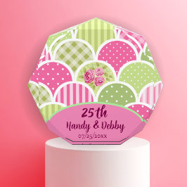 25th モダン フラワー ピンク 結婚記念日 フォトブロック