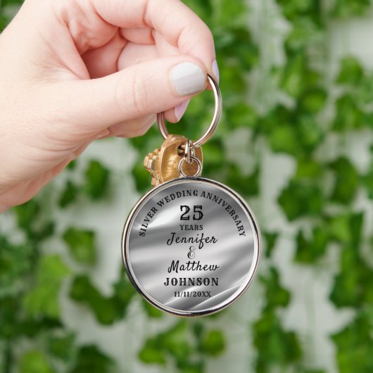 25th 結婚 ANNIVERSARY Silverの編結婚集 キーホルダー (手)